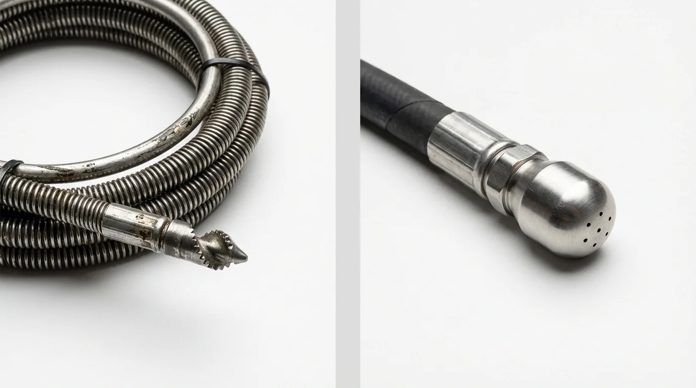 Drain snake cable and hydro jetting nozzle used for drain cleaning in Waipahu, HI