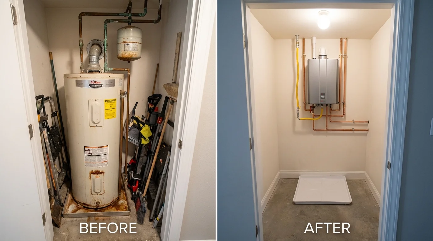 Tank water heater versus wall-mounted tankless unit comparison for Waipahu, HI homeowners