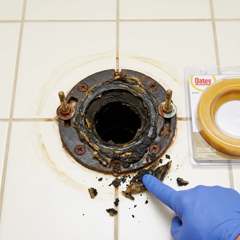Failed wax ring showing water seepage at the base of a toilet in a Waipahu, HI home